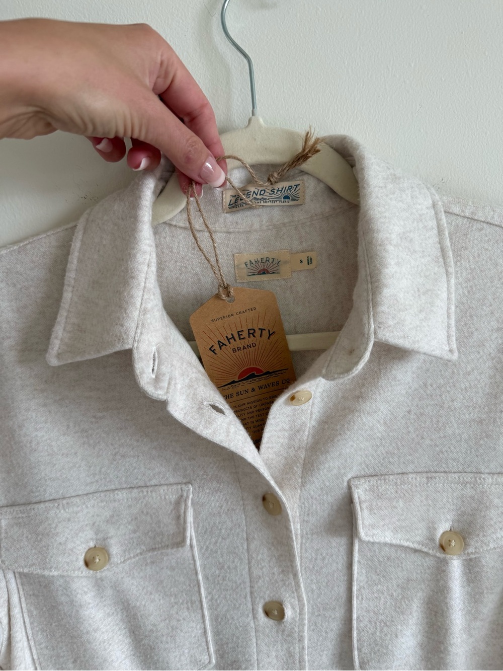 Faherty Cream Button-Down Shirt - Picture 7 of 7